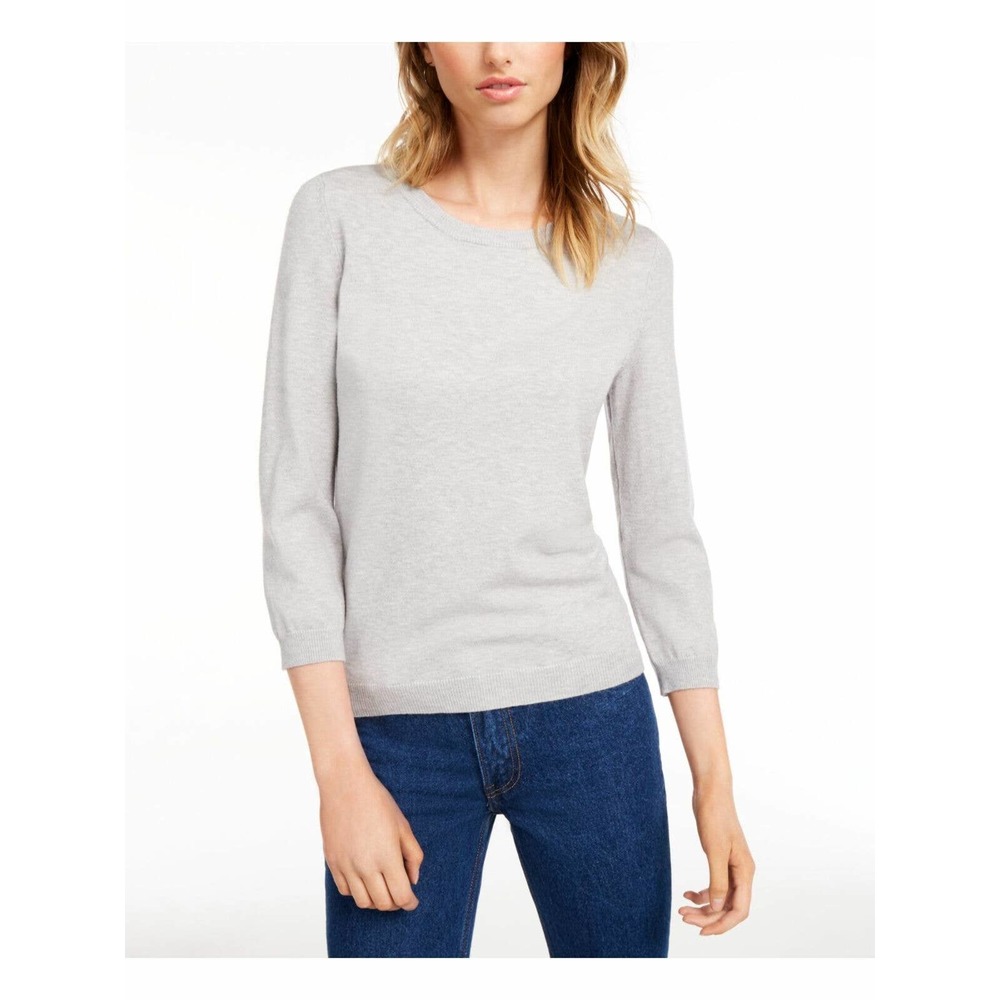 Maison Jules Gray Jewel Neck Sweater